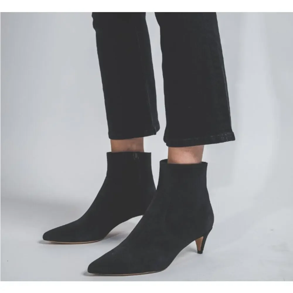 Isabel Marant Derst Black Suede Ankle Boots Booties Kitten Heel Leather sz 37 - Picture 9 of 15